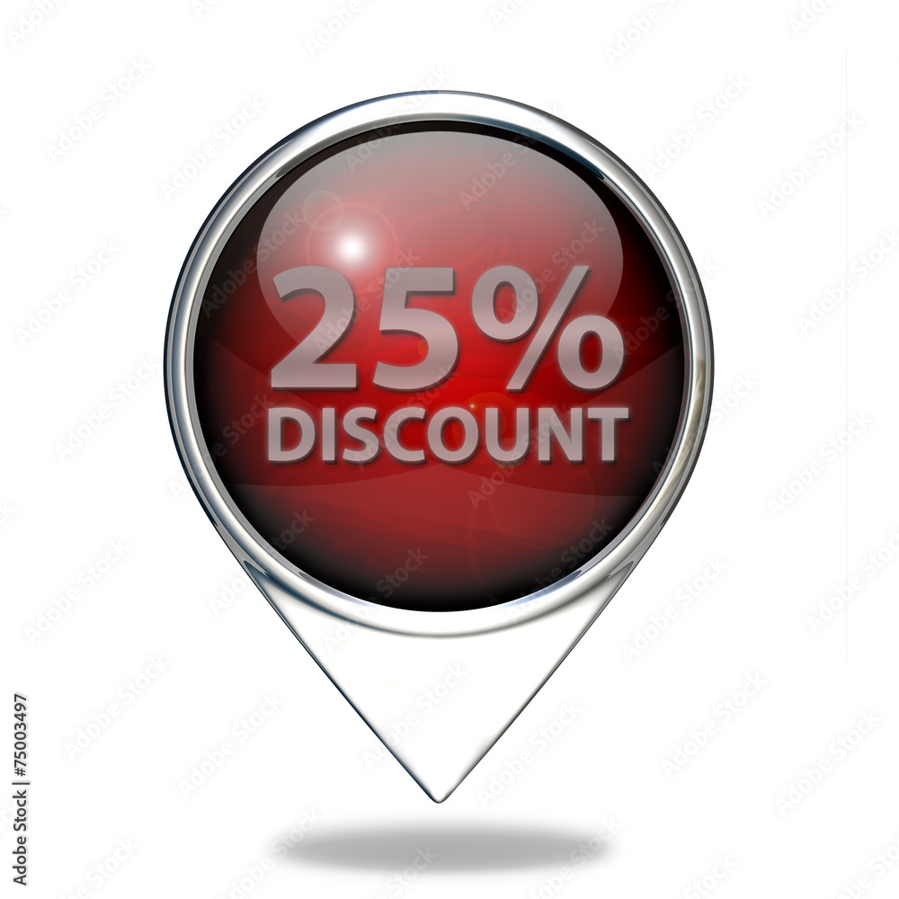 Discount 25 pointer icon on white background Discount 25 pointer icon on white background