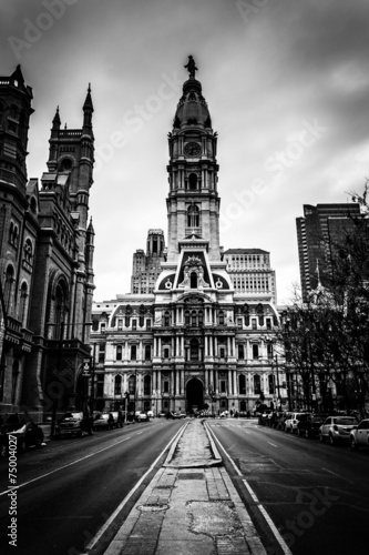 Median on Broad Street and City Hall in Center City  Philadelphi