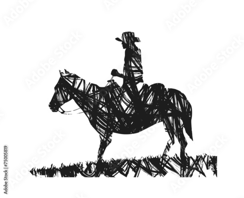 astratto di cowboy su sfondo bianco
