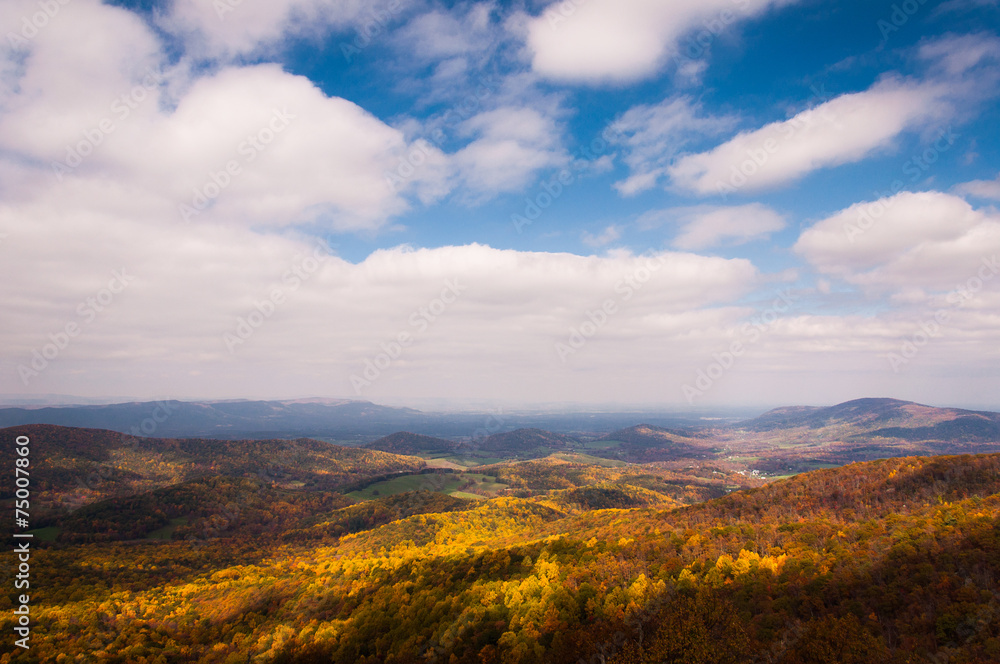 Autumn view of the Shenandoah Valley from Skyline Drive in Shena