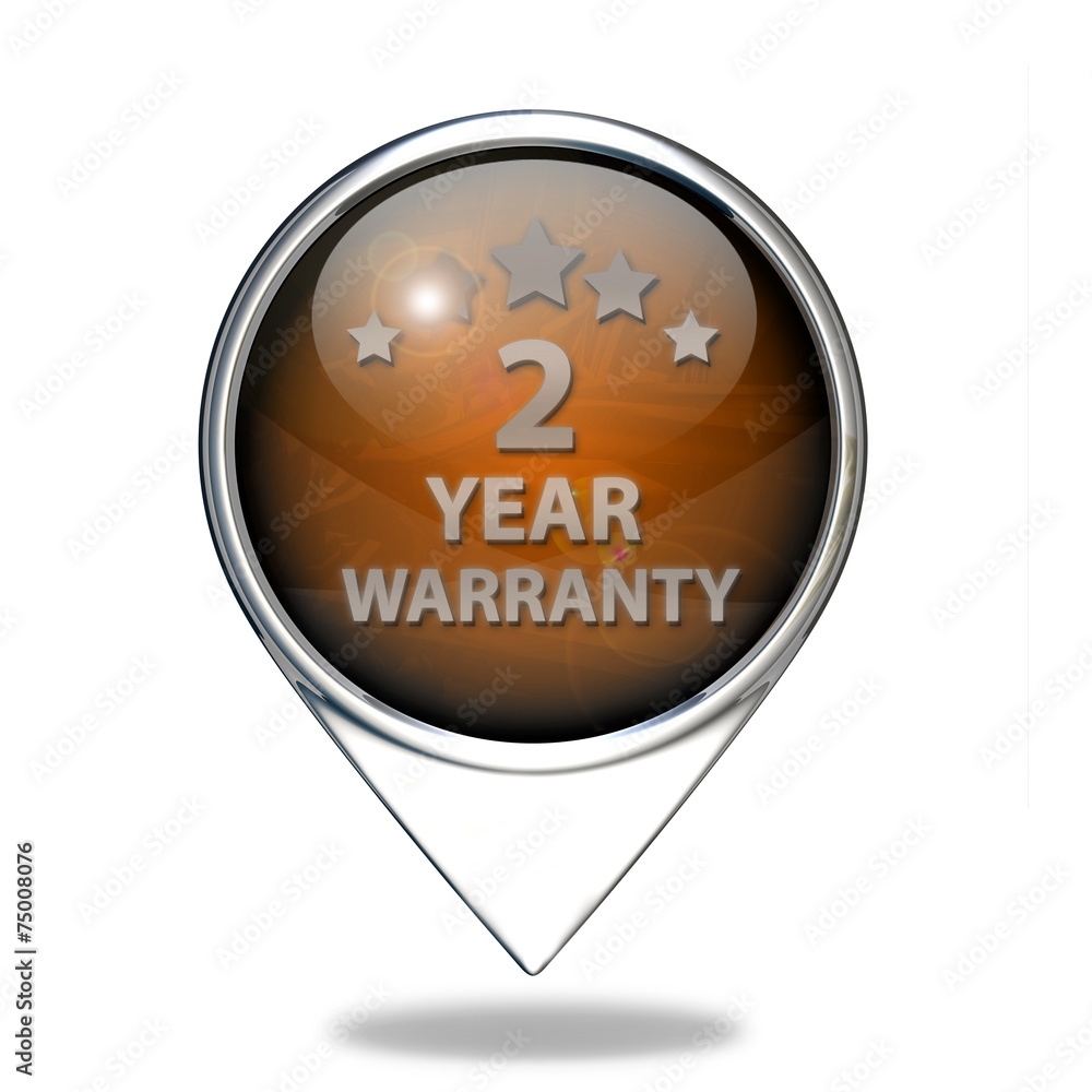 Two year warranty pointer icon on white background Two year warranty pointer icon on white background