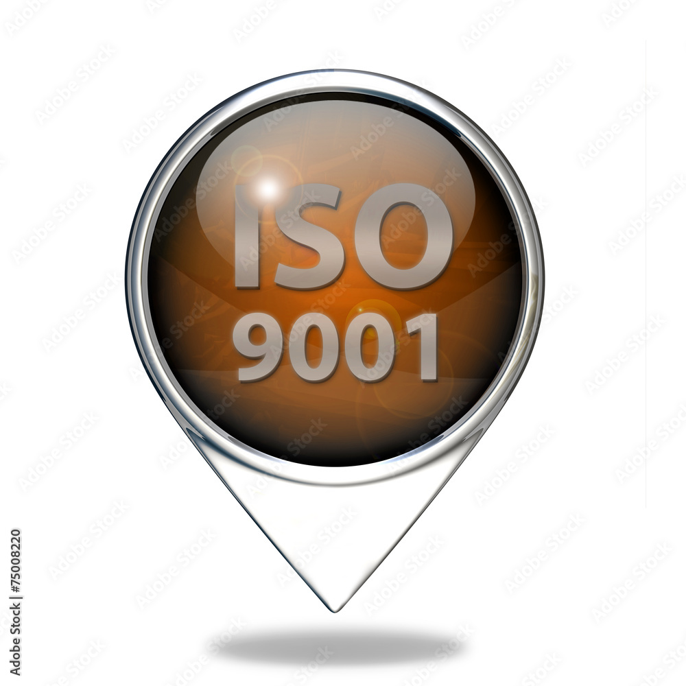 Iso 9001 pointer icon on white background Iso 9001 pointer icon on white background