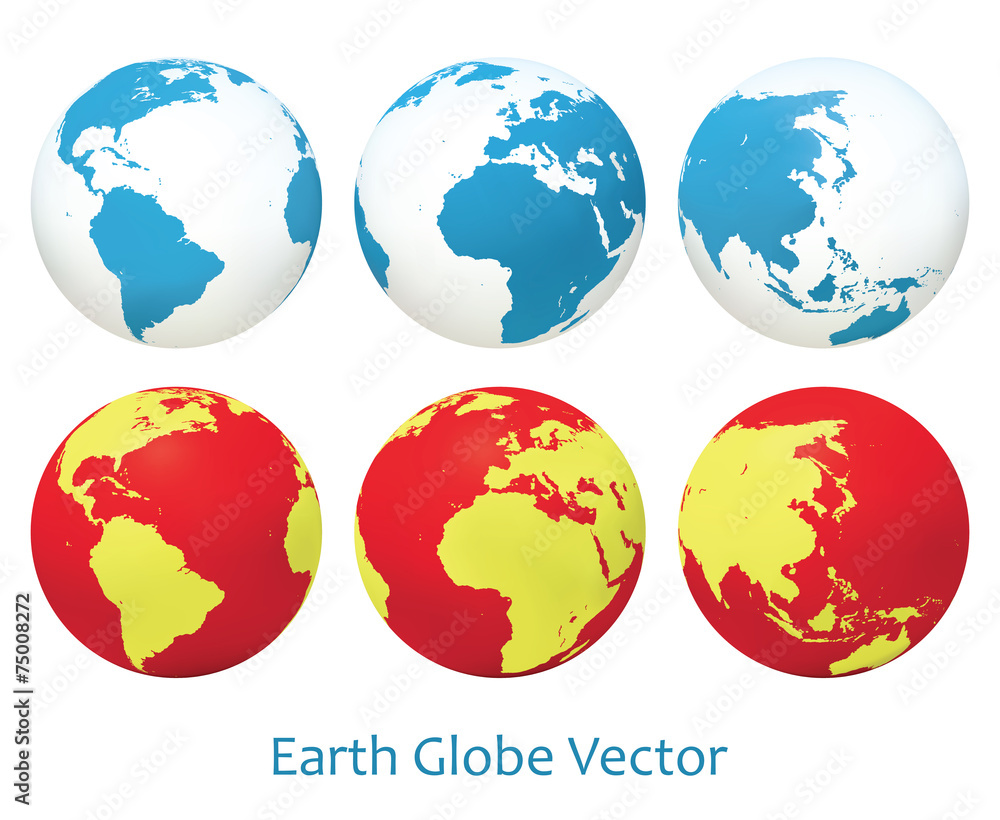 Earth globe set. Vector illustration.