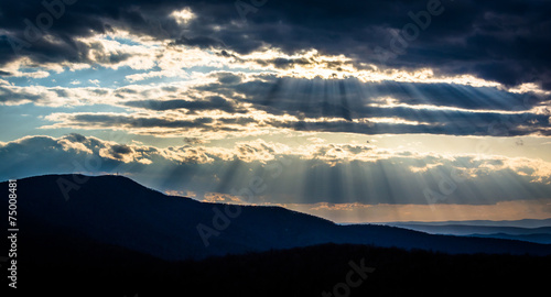 Photography Crepuscular rays over the Appalachians, seen from Skyline Drive