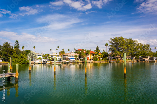 Docks and houses along Little McPherson Bayou in St. Pete Beach,