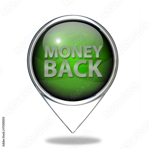 Money back pointer icon on white background