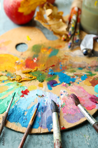 Wallpaper Mural Beautiful still life with professional art materials, close up Torontodigital.ca