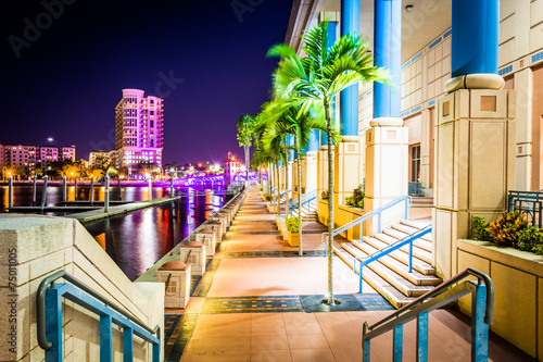 The Convention Center and Riverwalk at night in Tampa, Florida. photo