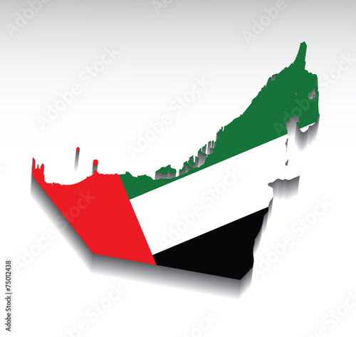 Canvas Print Map of the United Arab Emirates with flag colors. Vector.