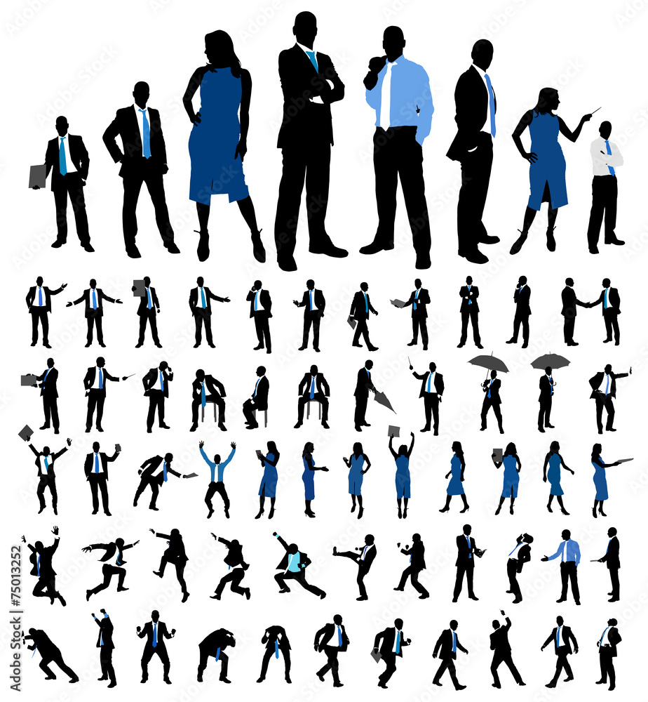 Set of business people silhouettes. Vector.