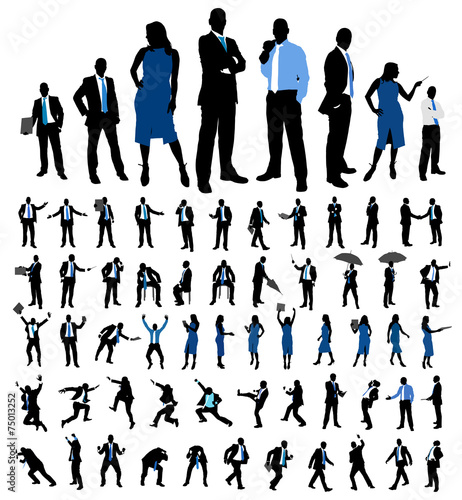 Set of business people silhouettes. Vector.