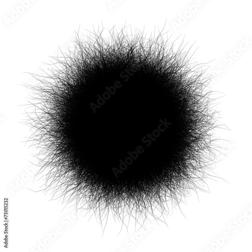 black hairball shape on white