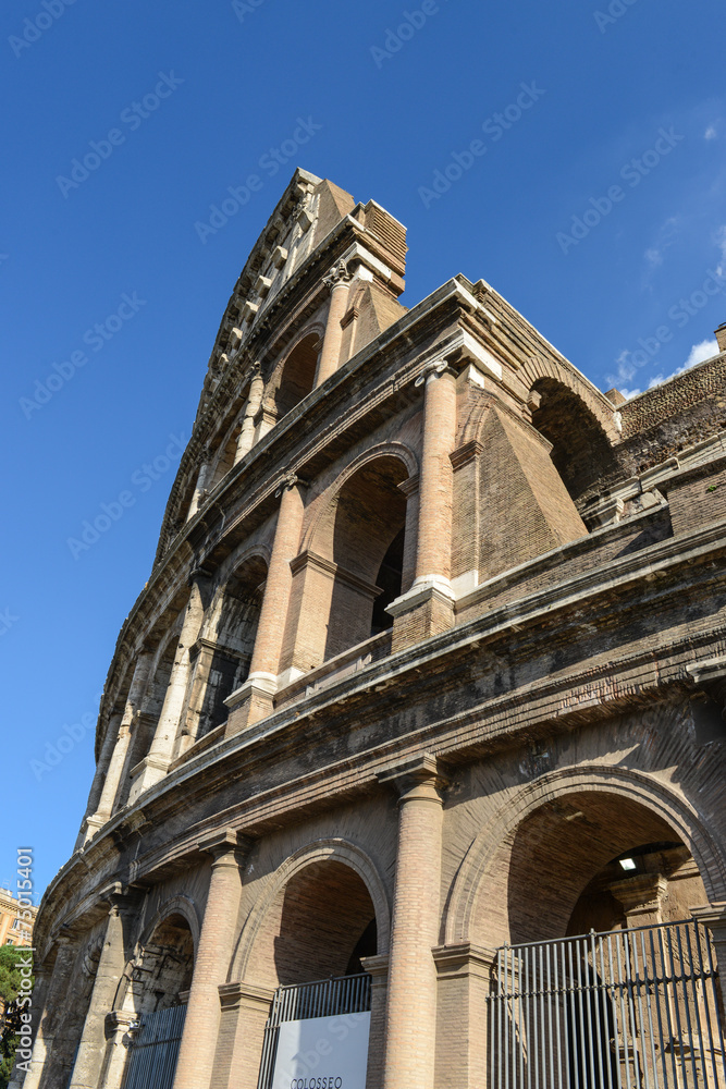 Colosseum in Rome Italy with Blue Sky