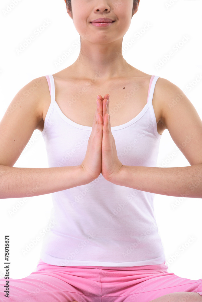 요가 하는 젊은 동양 여성 요가 하는 젊은 동양 여성