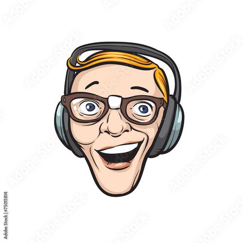 Crazy face with headphones