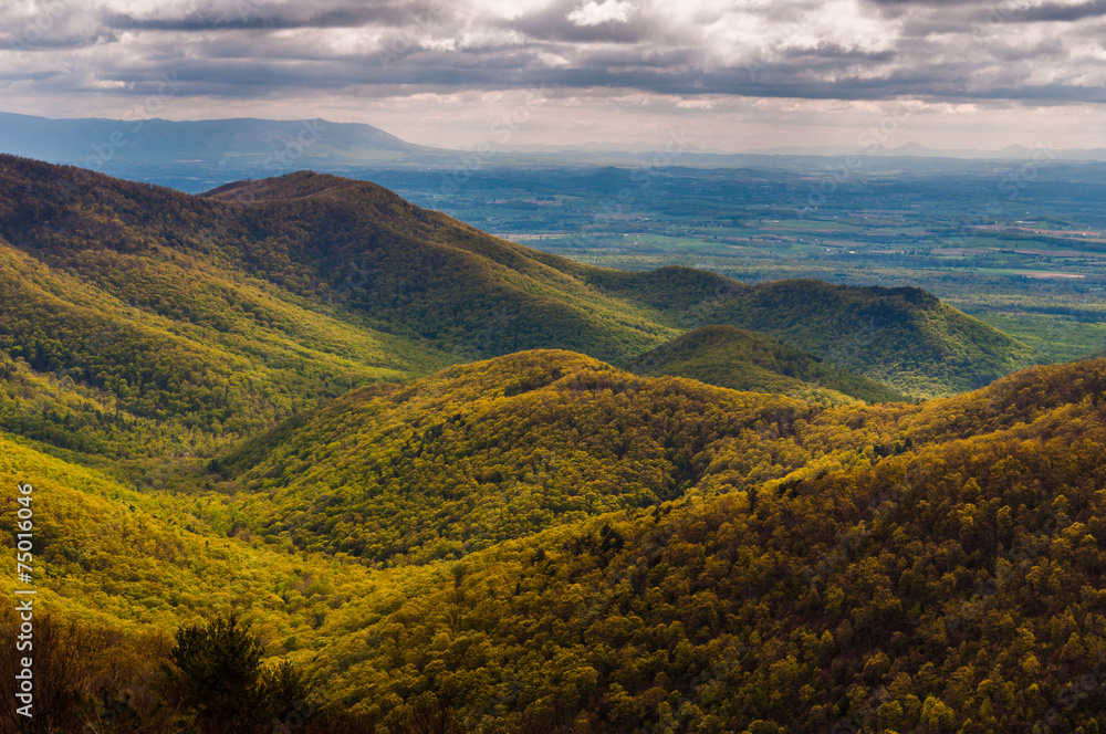 View of the Shenandoah Valley and foothills of the Blue Ridge fr