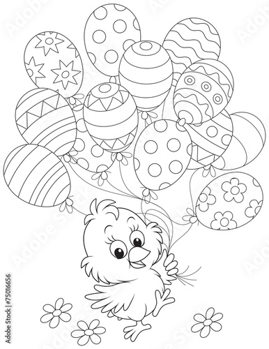 Easter Chick with balloons