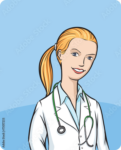 Woman doctor with ponytail