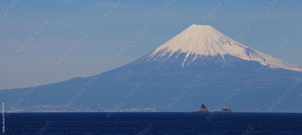 Fototapeta premium mountain Fuji and sea from Izu city Shizuoka prefecture , Japan