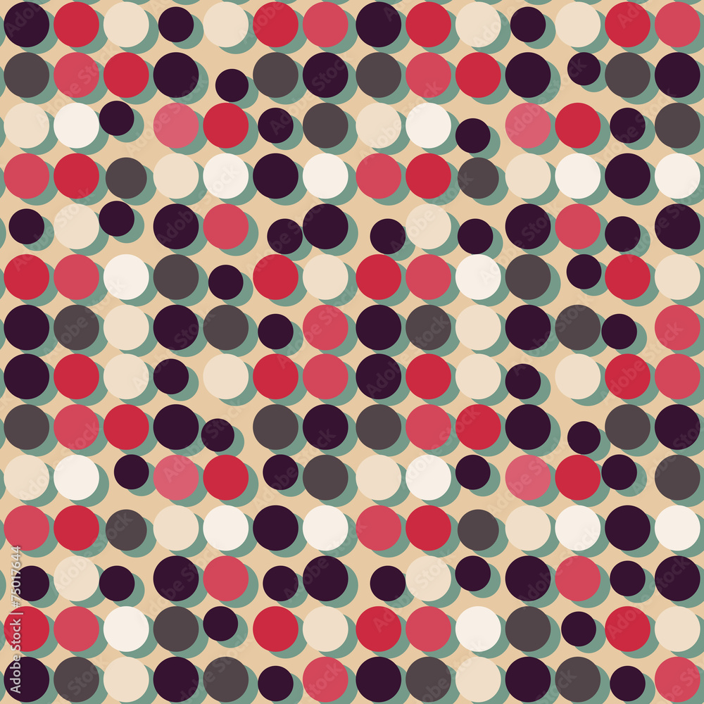 Seamless pattern of flat colorful circles