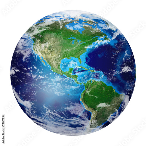 Fototapeta Naklejka Na Ścianę i Meble -  World, Planet Earth from space showing America, USA,