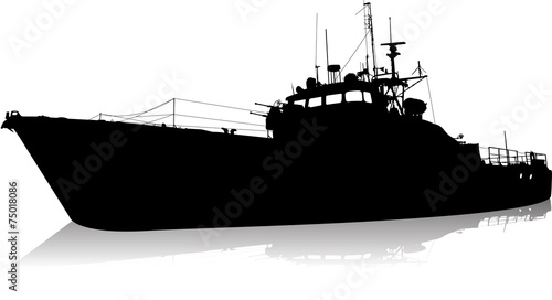 Vector silhouette of the military ship