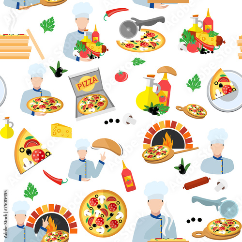 Pizza Maker Seamless Pattern