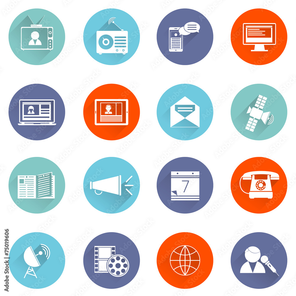 Media icons flat set Media icons flat set