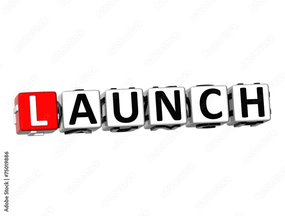 3D Word Launch on white background