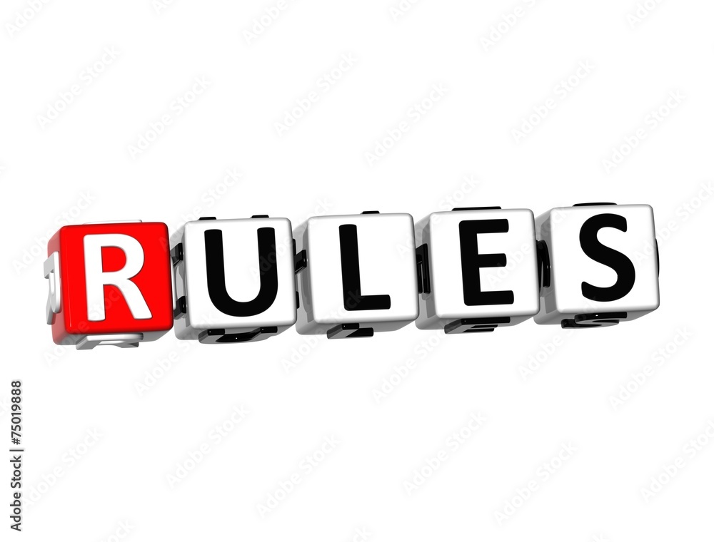3D Word Rules on white background 3D Word Rules on white background
