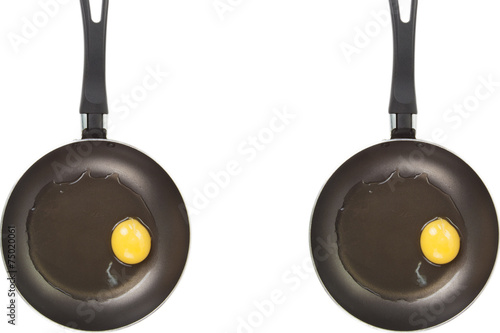 not roasted egg in a frying pan.with space for text