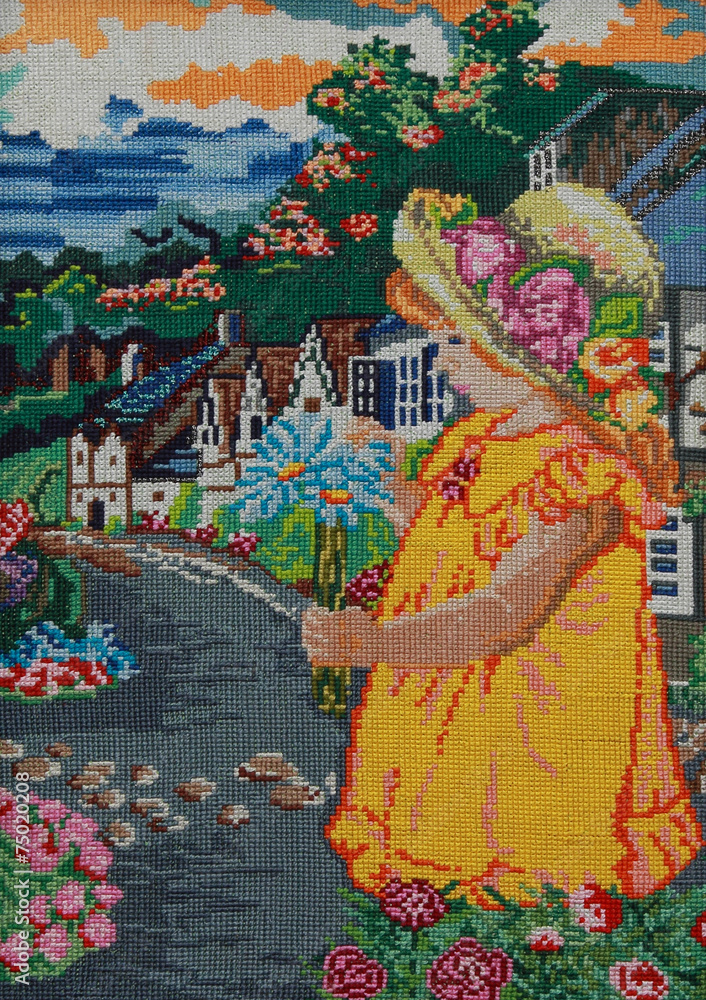Obraz premium The girl with a bouquet
