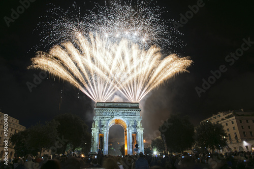 Happy new year and merry xmas fireworks on triumph arc