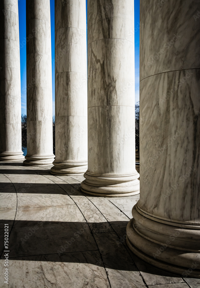 Columns at the Thomas Jefferson Memorial, Washington, DC.