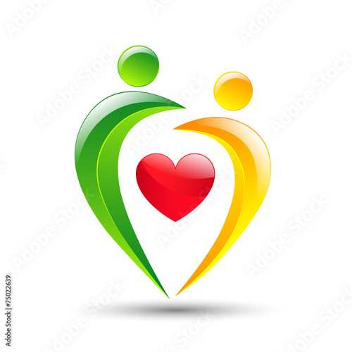 Abstract colorful people and heart icon
