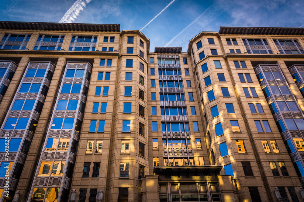 Evening light on a modern building in Washington, DC.