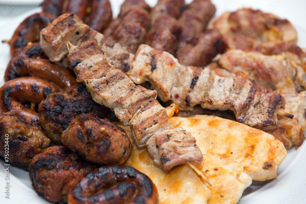 Grilled kebab, turkish style barbecued meat