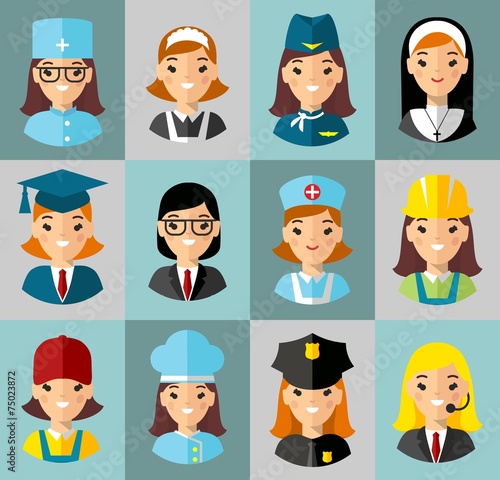 Occupation avatars in colorful style