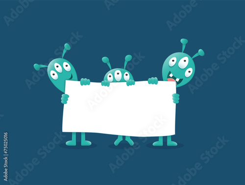 Aliens with a blank sign