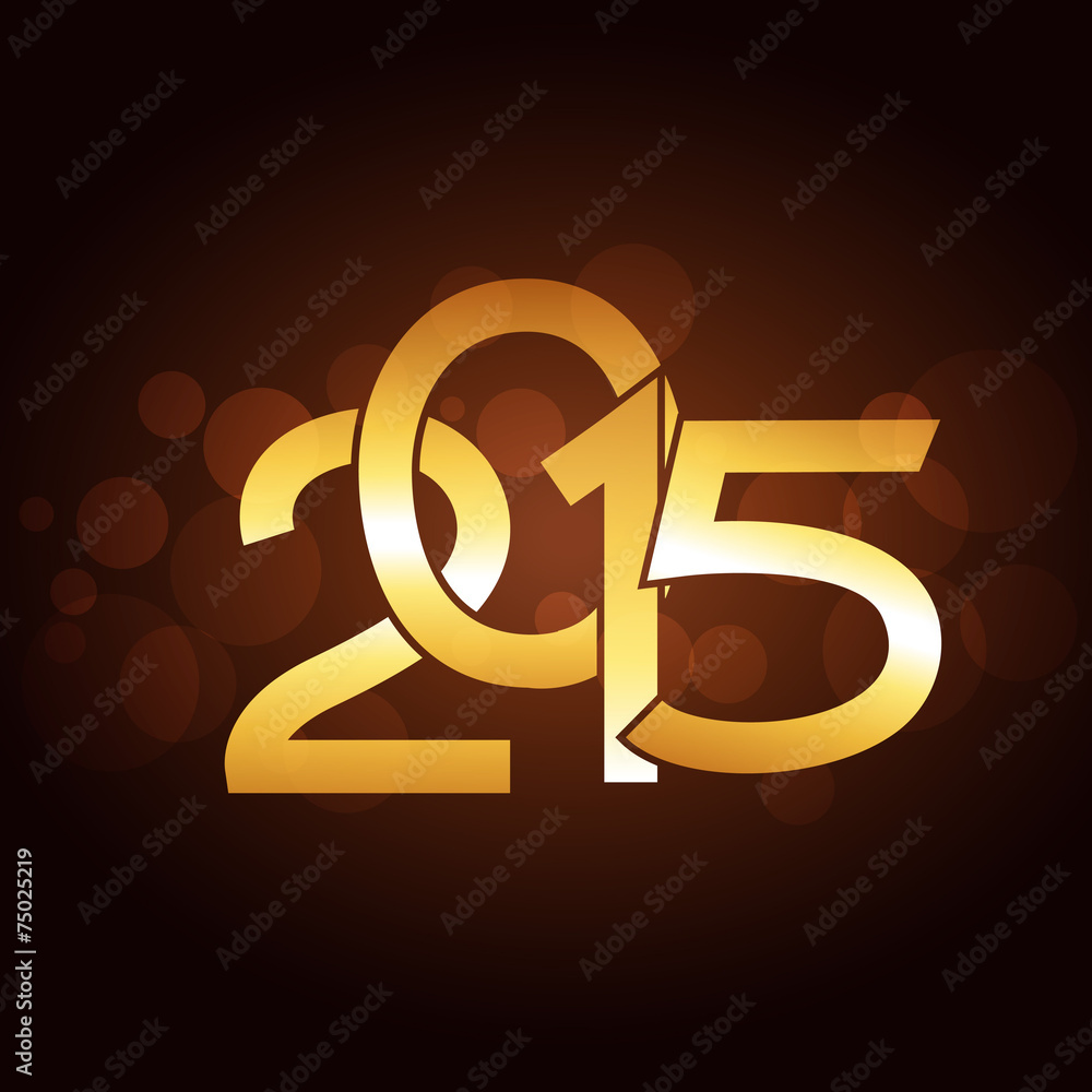2015 text written in golden with transparent circles flowing at 2015 text written in golden with transparent circles flowing at