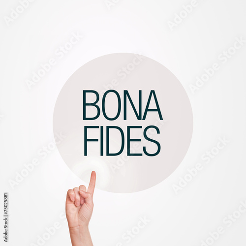 Hand pressing Bona Fides button