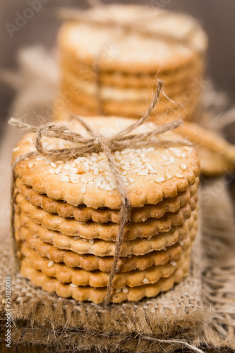 Sweet cookies with sesame seeds