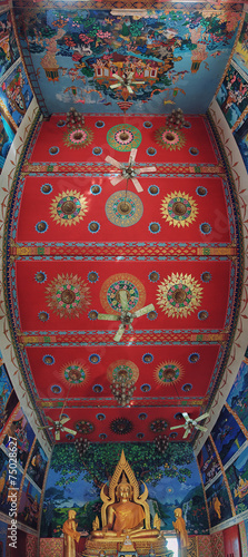 Interior of buddhist temple in Thailand photo