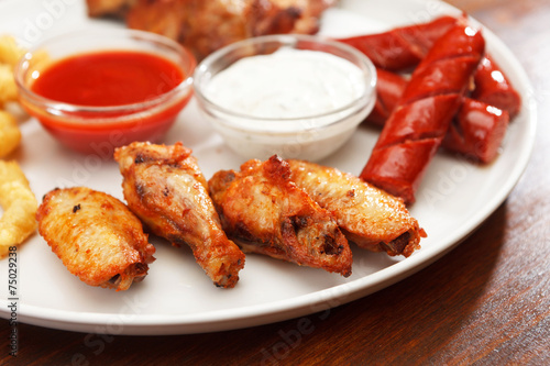 Appetizer plate with dipping sauces