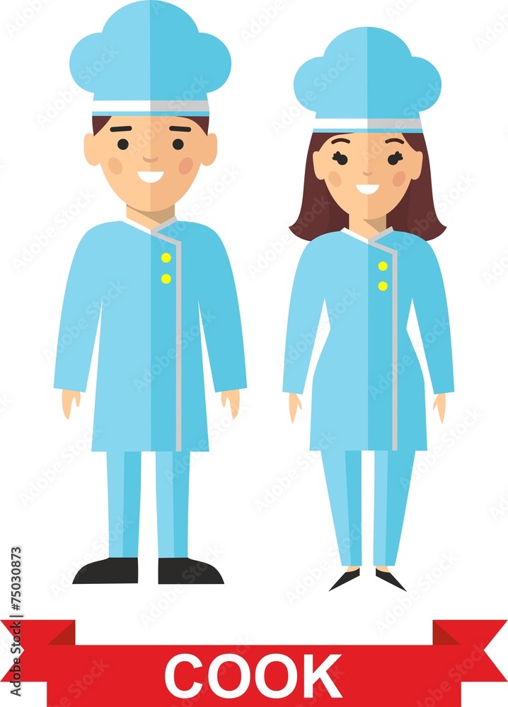 Vector illustration of a kitchener and cook woman