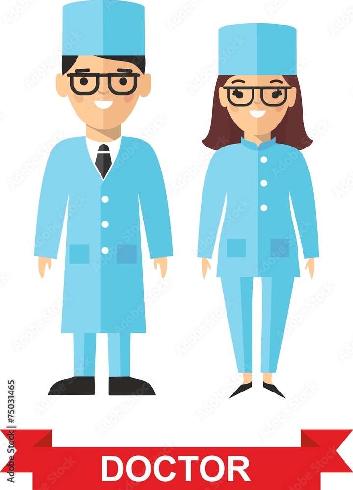 Vector illustration of a medical team, doctor and nurse Vector illustration of a medical team, doctor and nurse