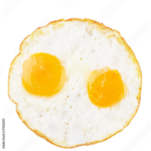 Fried eggs on white
