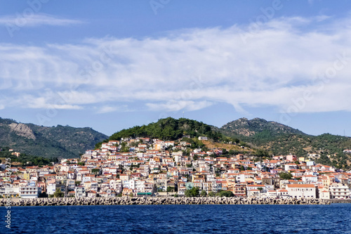 The picturesque town of Plomari, in Lesvos island, Greece