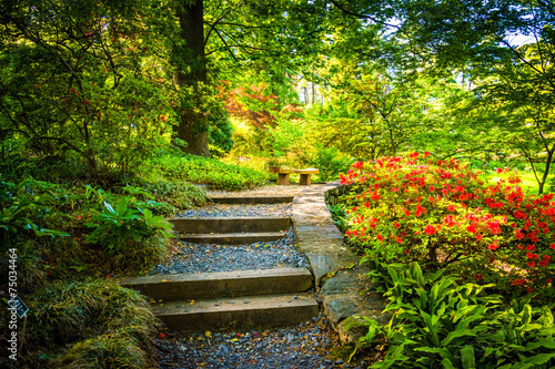 Path through a colorful garden at the National Arboretum in Wash