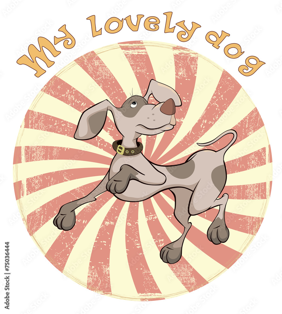 Obraz premium Hunting Dog Badge Cartoon